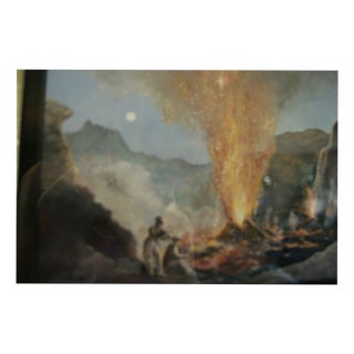 Eruption of Mount Vesuvius, 1900s, Watercolor and Gouache, Framed For Sale