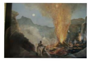 Eruption of Mount Vesuvius, 1900s, Watercolor and Gouache, Framed
