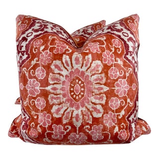 Medallion Velvet in Cinnamon 22" Pillows-A Pair For Sale