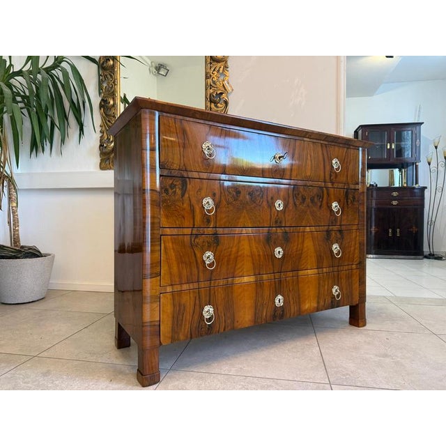 Antique Biedermeier Walnut Veneered Chest of Drawers For Sale - Image 6 of 14