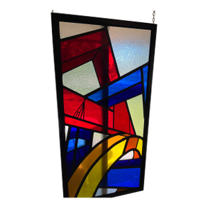 Large Stained Glass Framed Window Signed by Artist Matty Walker