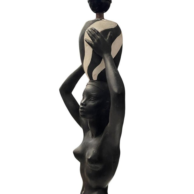 Mid-Century Modern Vintage African Sculptural Plaster Lamp, 1950s For Sale - Image 3 of 9