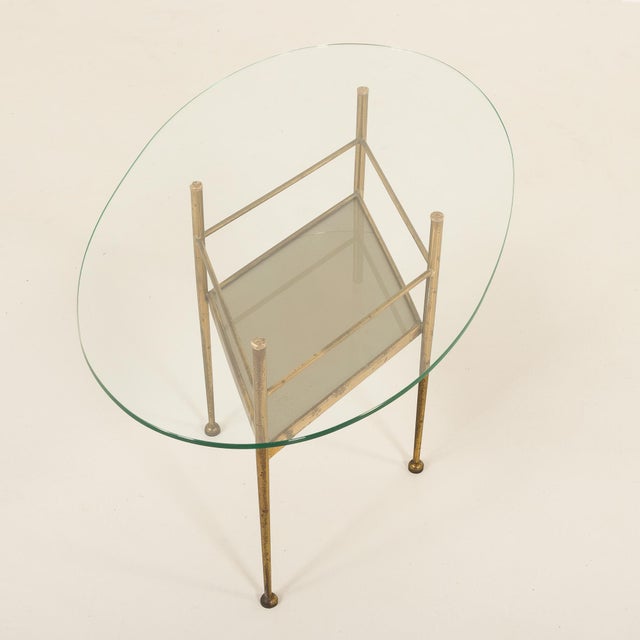 Mid-Century Modern Mid-Century Italian Glass and Brass Table in the style of Gio Ponti, 1970s For Sale - Image 3 of 12