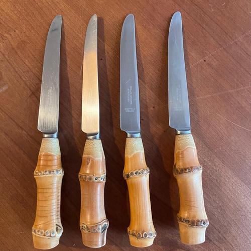 Vintage Bamboo Handled and Stainless Steel Flatware Set from Mills Moore, Set of 24 For Sale - Image 6 of 14