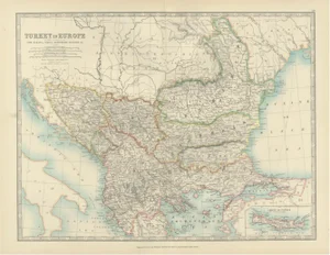 Antique Map of Turkey in Europe, 1903