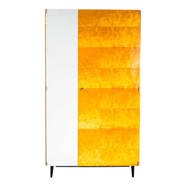 Mid-Century White Door Shelved Wardrobe from Up Zavody, 1960s For Sale