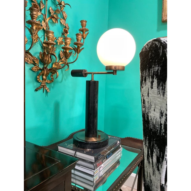 Phenomenal vintage solid marble and brass lamps by Howard Baldinger, removed from a hotel on famed Michigan Avenue in...