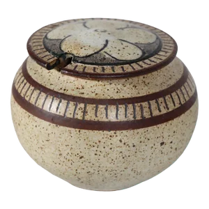 Mid Century Postmodern Studio Pottery Stoneware Covered Jar