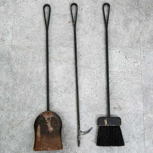Mid-Century Modern Mid Century Modern Fireplace Tool Modernist Cast Iron Black MCM Vintage Wood For Sale - Image 3 of 9