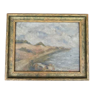 Early 20th Century Framed Coastal Landscape Oil Painting