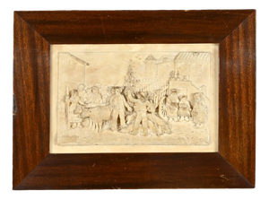 Bas-Relief Painting in Petrified Limestone by C. F. Becker, Late 19th Century