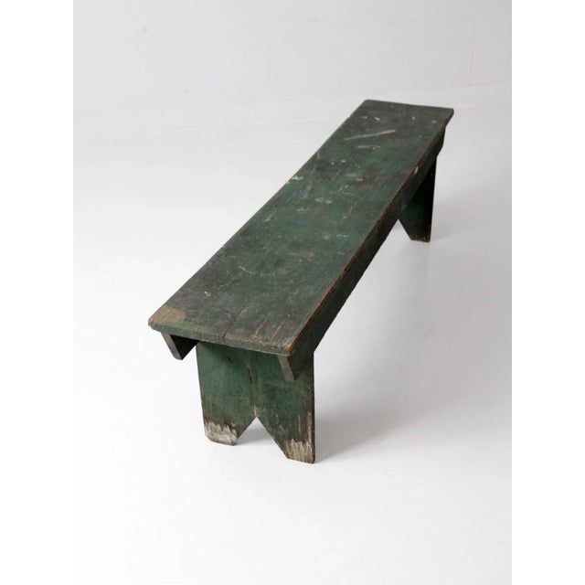 Antique Primitive Green Farmhouse Bench For Sale - Image 11 of 13