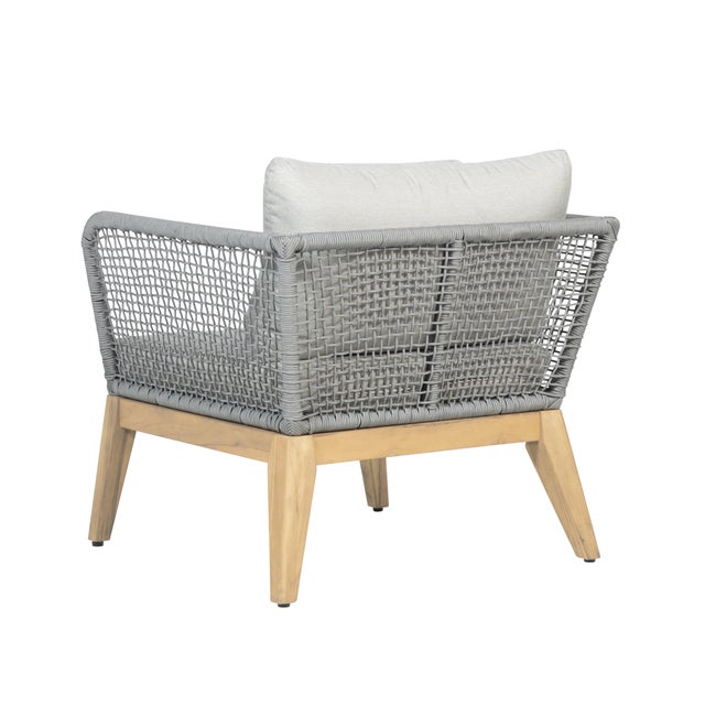 Cypress Teak Wood Outdoor Arm Chair With Gray Rope Design For Sale In Chicago - Image 6 of 12