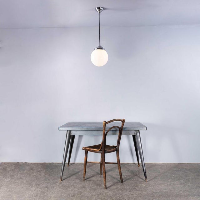 Silver French Tabac Opal Glass Pendant Lamp, 1950s For Sale - Image 8 of 11