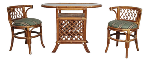 Balcony Table and Chairs in Rattan and Bamboo, 1970s, Set of 3