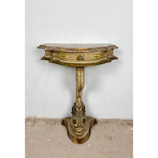 20th Century Italian Polychrome Pedestal with Marble Top, 1950 For Sale - Image 6 of 10