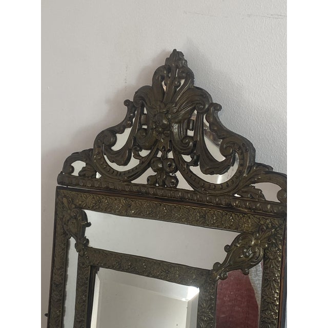 Mirror with Repoussé Brass Glazing Bars, 1890s For Sale - Image 3 of 18