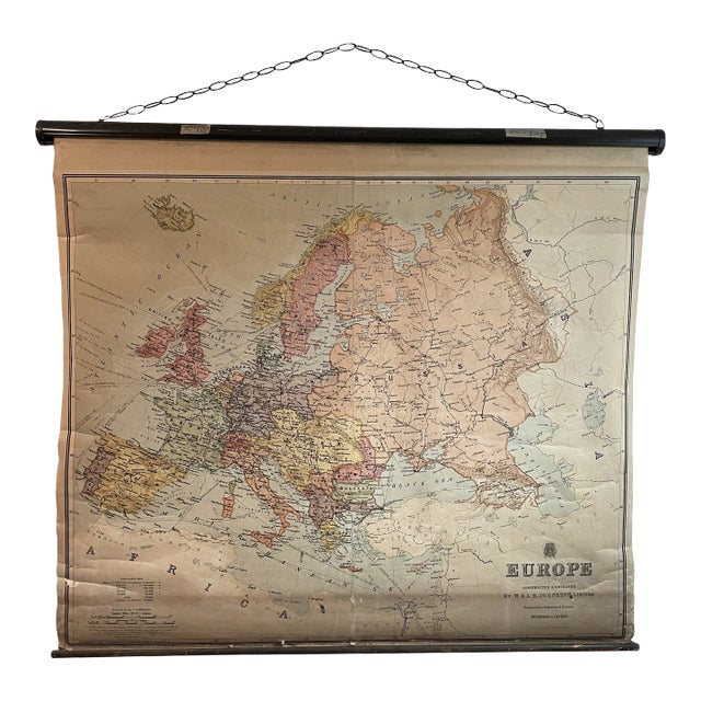 Antique Map of Europe Constructed & Engraved by W. & a.k. Johnston, Limited 1898 For Sale
