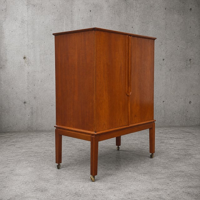 Mid-Century Modern Mid-Century Modern Danish Teak Bar Cabinet on Castors, 1970s For Sale - Image 3 of 11
