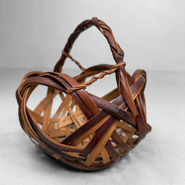 Wood Japanese Hanakago Bamboo Ikebana Basket, 1950s For Sale - Image 7 of 13