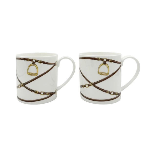 Pair Ralph Lauren Bromley Equestrian Horsebit Bone China Mugs Stirrup Polo Cup Set For Sale - Image 11 of 12