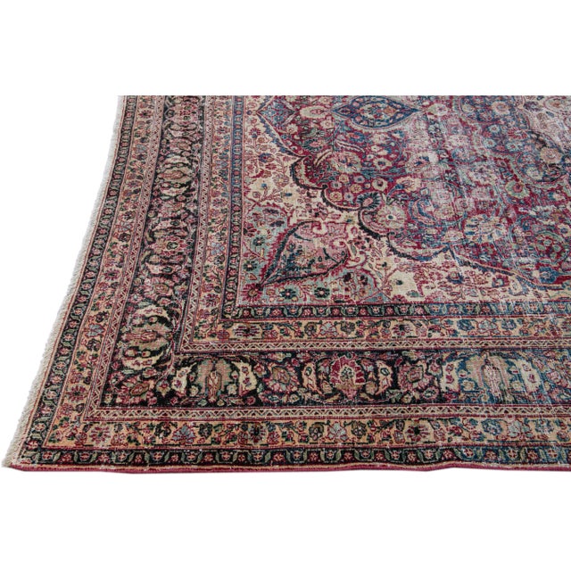 Vintage Distressed Medallion Red Wool Rug For Sale - Image 4 of 9