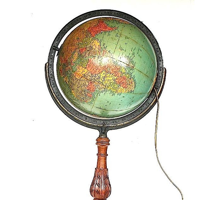 Traditional Vintage 1940s World Globe on Duncan Phyffe Style Floor Stand For Sale - Image 3 of 17