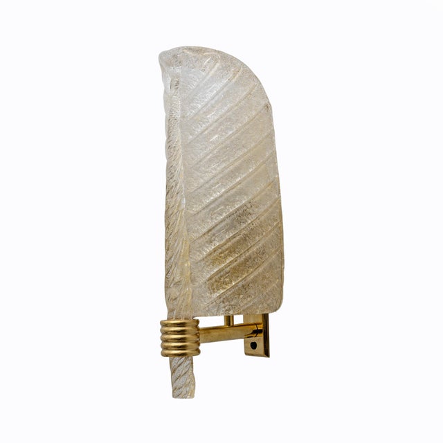 Mid-Century Modern Mid-Century Modern Graniglia Murano Glass Leaf Sconces from Barovier & Toso, 2000, Set of 2 For Sale - Image 3 of 11