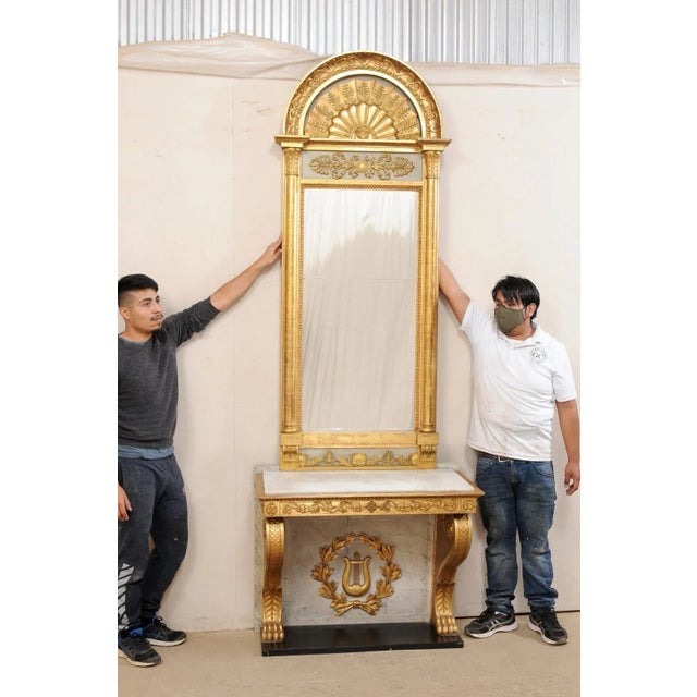 Johan Martin Berg Swedish Neoclassical Carved and Giltwood Console With Mirror - 2 Pieces For Sale In Atlanta - Image 6 of 13