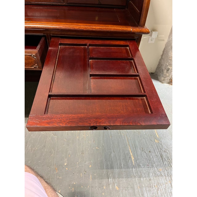 George Zee Style Roll Top Desk, Antique Wood, Vintage Design, Usa For Sale - Image 9 of 11