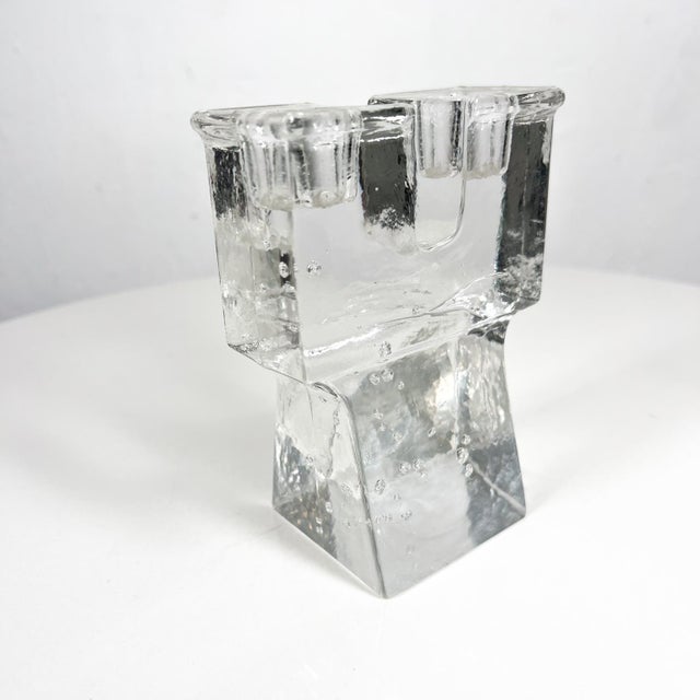 AMBIANIC presents Modern Art Glass Tower Dual Candle Holder Mikasa Walther West Germany Crystal Ice Glass with controlled...