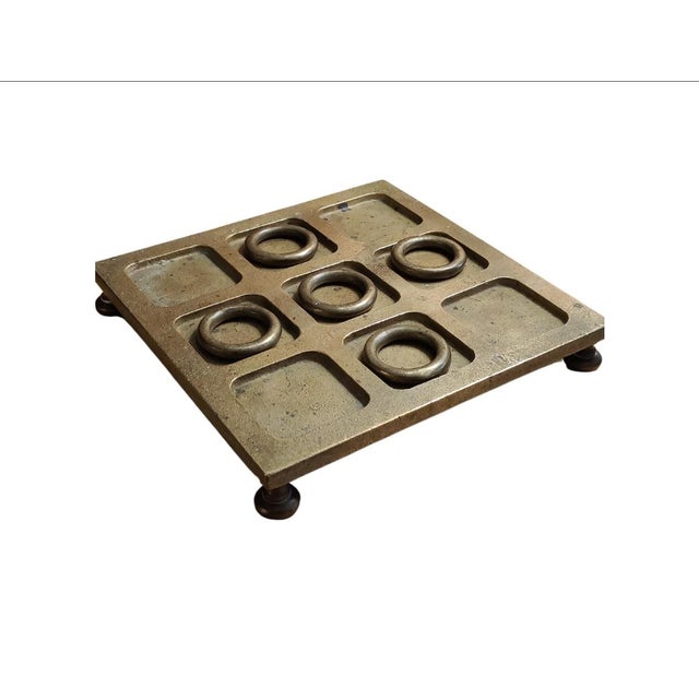 Sarreid Ltd. Sarreid Ltd. Brass Tic Tac Toe Footed Board Game Set For Sale - Image 4 of 10