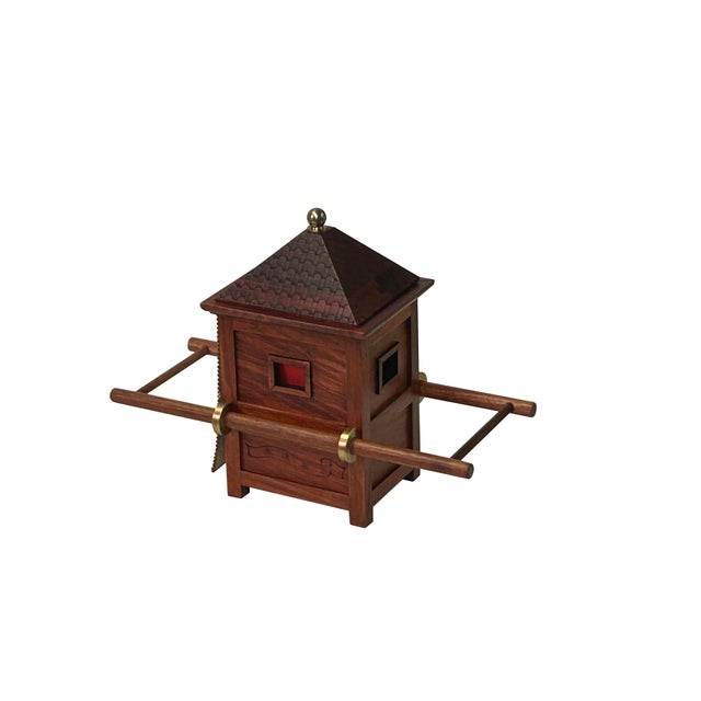 Chinese Chinese Rosewood Handmade Miniature Litter Sedan Chair Display Decor For Sale - Image 3 of 6