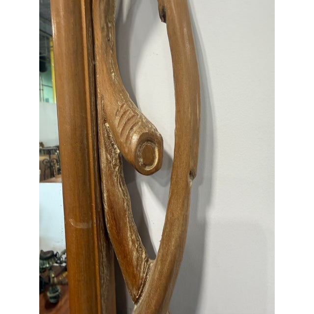 Italian Italian Faux Bois Wall Mirror With Carved Wood Frame, Rustic Style For Sale - Image 3 of 9