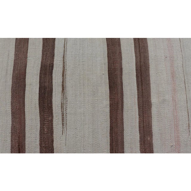 Mid 20th Century Vintage Turkish Flat-Weave Muted Colored Kilim in Taupe Brown and Cream For Sale - Image 9 of 12