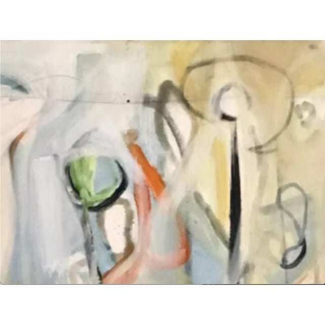 Contemporary "Around and Back", 2003 Abstract, Contemporary, Mixed Media, Fine Art Painting on Canvas by Joe Ginsberg. Grey/Greens & Oyster Tones W/ Black Accents. For Sale - Image 3 of 10