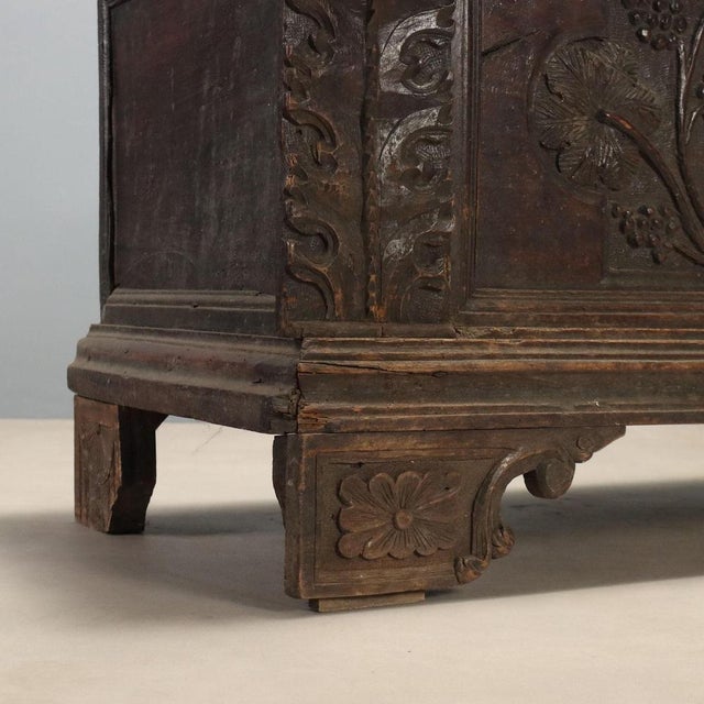Brown Walnut Chest with Vine Tendril Carvings For Sale - Image 8 of 13