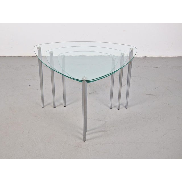Nesting Tables in Glass and Chrome, Set of 3 For Sale - Image 4 of 14
