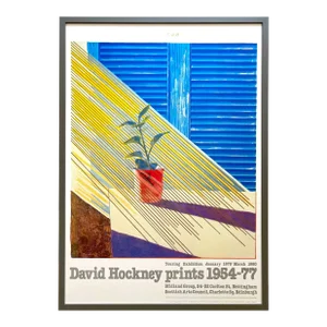 David Hockney Vintage 1979 Lithograph Print Framed Large Exhibition Poster " Sun, From the Weather Series " 1973