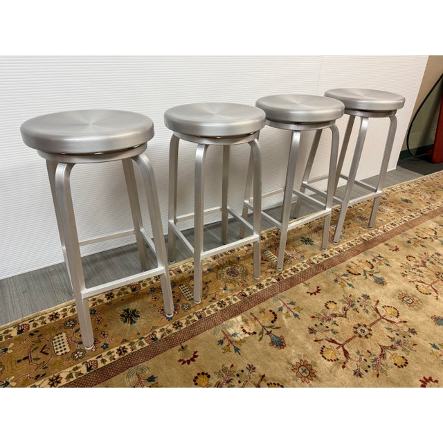 Crate & Barrel Crate & Barrel Swivel Bar Stools, Set of Four For Sale - Image 4 of 13