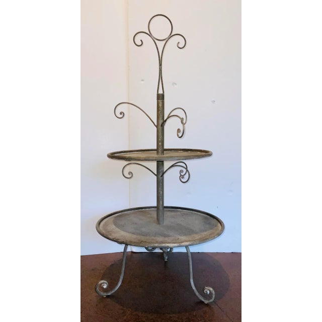 2020s Transitional Silver Finished Large Two Tiered Iron Stand For Sale - Image 5 of 5