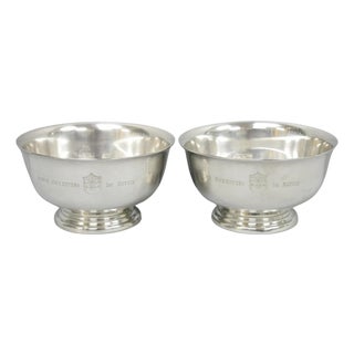Vintage Sssc&bds Car Club Silver Plated Award Footed Nut Bowl Dish - a Pair For Sale