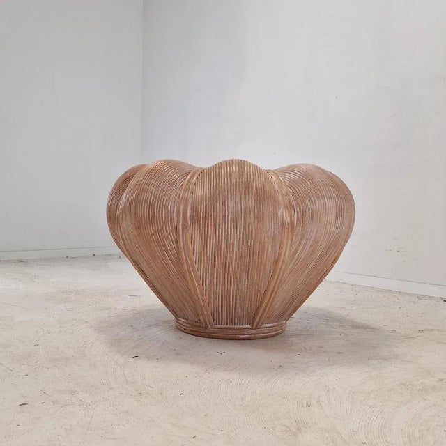 Outstanding and large bamboo planter from the 70's. This very decorative flowerpot is fabricated in France. It is...