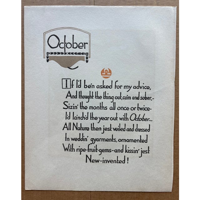 Art Deco Gustave Baumann "October" - "All the Year Round" Color Woodcut in 11x14 Mat, 1912 For Sale - Image 3 of 3