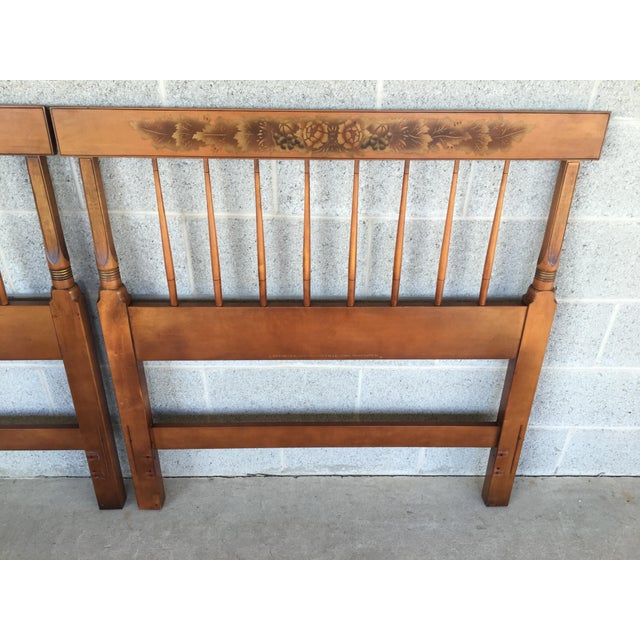 L. Hitchcock Harvest Maple Paint Decorated Twin Headboards a Pair