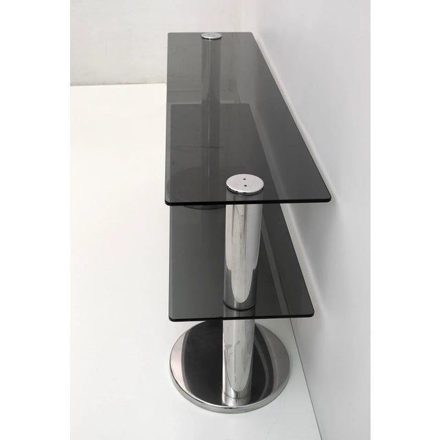Modern Italian Chromed Steel and Smoked Glass Console, 1970s For Sale - Image 9 of 12