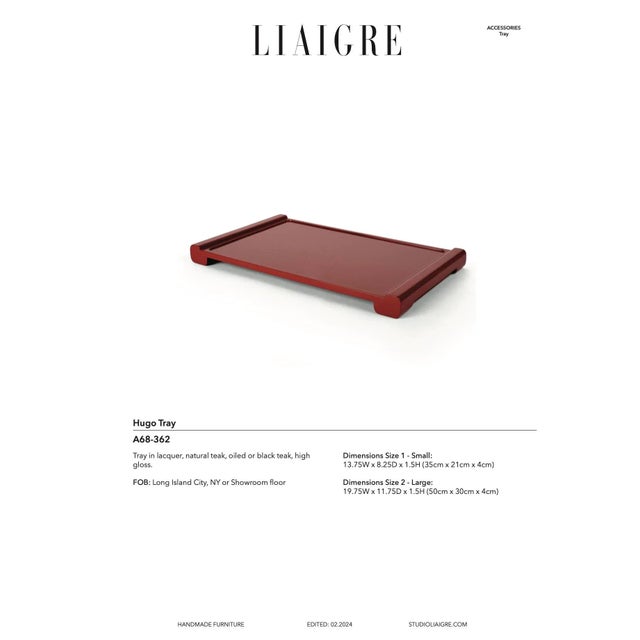 Christian Liaigre Rouge Lacquer Hugo Tray Size 1 (Small) For Sale In Miami - Image 6 of 7