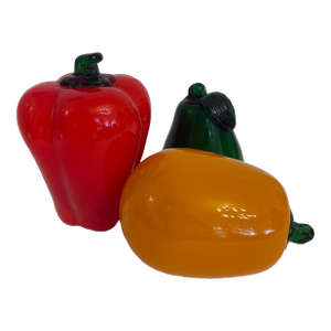 1960s Trio of Colorful Vegetables Styled After Murano Hand Blown Glass Sculptures