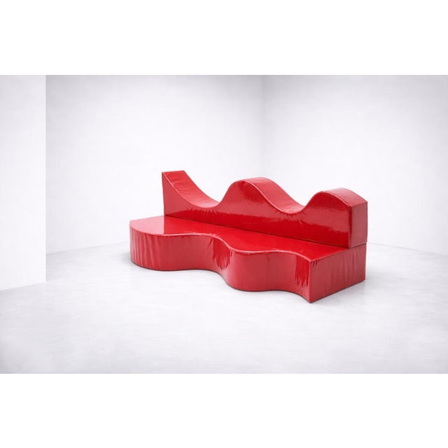 Space Age Red Vinyl Sofa Superonda from Archizoom, 1979, in Very Good conditions. Designed 1970 to 1979 I have official...