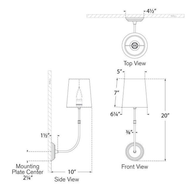 Suzanne Kasler for Visual Comfort Signature Wyatt 20" Sconce in Hand-Rubbed Antique Brass with Linen Shade For Sale In Houston - Image 6 of 7